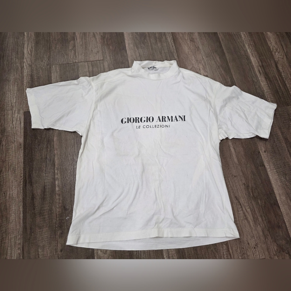 Giorgio Armani Collezioni Classic White Tee Mock Neck 90s Y2K Vintage L